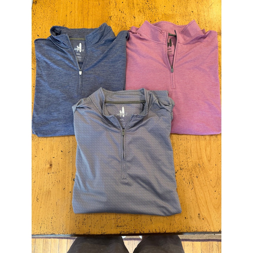 johnnie-O Quarter Zip XXL Lot of 3 Men Blue Pink Striped Performance Golf Top